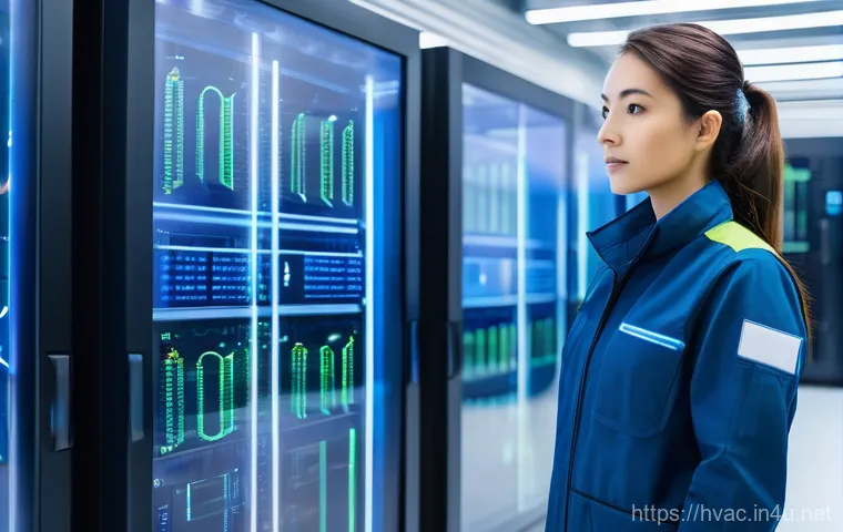 공조냉동기계기사 필기시험 주요 과목 정리 - **Prompt:** A highly skilled female engineer in her early 30s, wearing a clean, modern dark blue wor...