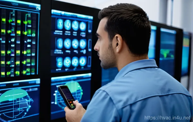 공조냉동기계 설비의 설계 사례 - **Prompt:** The rooftop of a cutting-edge, eco-friendly building against a clear blue sky. Visible a...